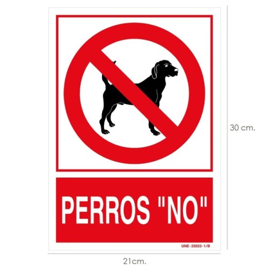 Cartel / Señal Perros "No" 21 x 30 (Alt) cm, al por Mayor | Almacén de Ferretería