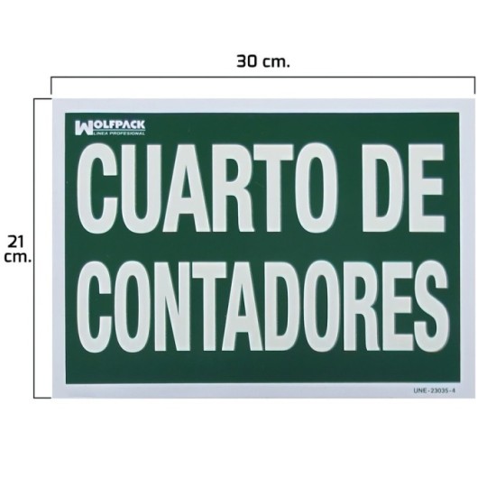 Cartel Cuarto De Contadores 30 x 21 (Alt,) cm, al por Mayor | Almacén de Ferretería