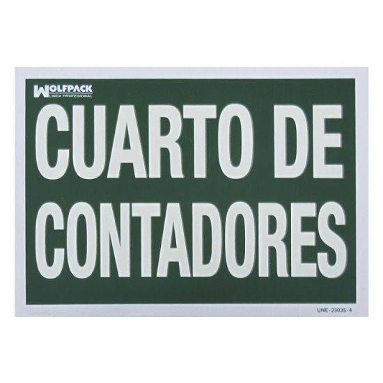 Cartel Cuarto De Contadores 30 x 21 (Alt,) cm, al por Mayor | Almacén de Ferretería