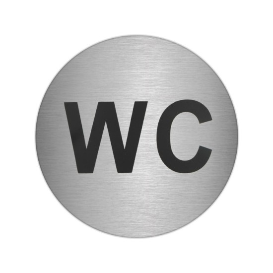 Placa Adhesiva "WC" Acero Inoxidable Ø 7 cm, al por Mayor | Almacén de Ferretería