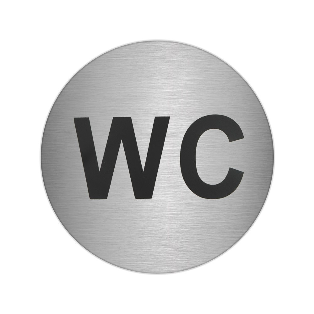 Placa Adhesiva "WC" Acero Inoxidable Ø 7 cm, al por Mayor | Almacén de Ferretería
