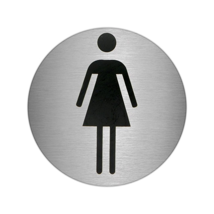 Placa Adhesiva Baño "Mujer" Acero Inoxidable Ø 7 cm, al por Mayor | Almacén de Ferretería