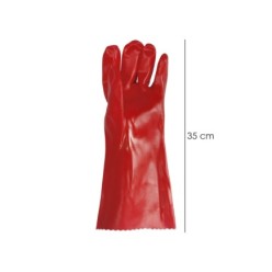 Guantes Pvc Rojo 35 cm, (Par)