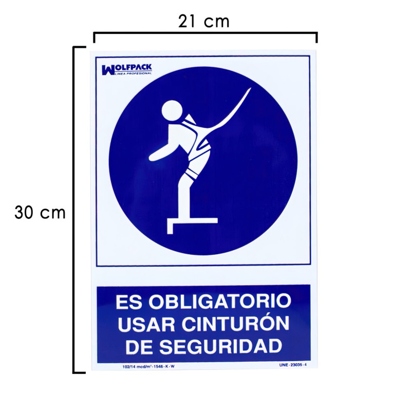 Cartel Uso Obligatorio Cinturon Seguridad 30x21 cm,