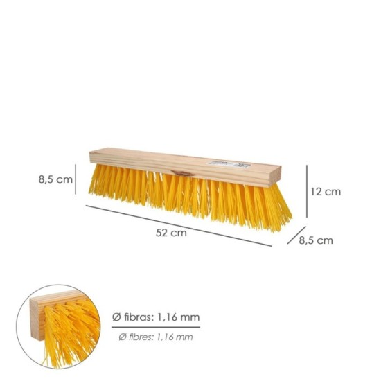 Cepillo Barrendero Industrial Fibra Polipropileno, Soporte Madera 50 cm, (Sin Mango) al por Mayor | Almacén de Ferretería