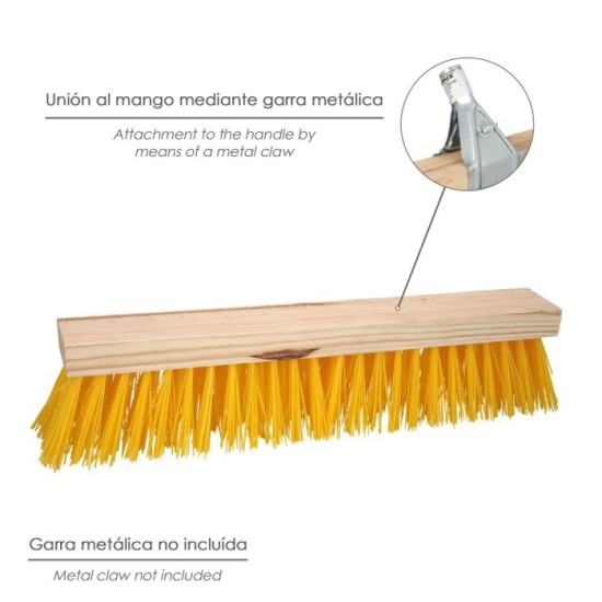 Cepillo Barrendero Industrial Fibra Polipropileno, Soporte Madera 50 cm, (Sin Mango) al por Mayor | Almacén de Ferretería