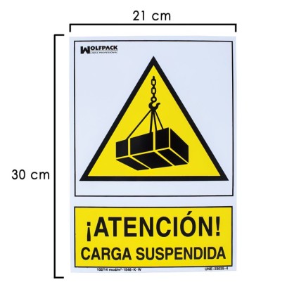 Cartel Peligro Carga Suspendida 30x21 cm,