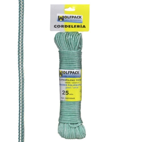 Cuerda Trenzada Polipropileno Blanca / Verde (Madeja 25 m,) al por Mayor | Almacén de Ferretería