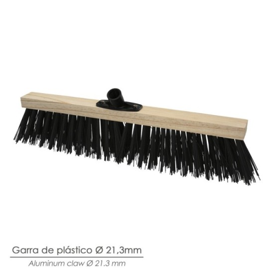 Cepillo Barrendero Industrial Fibra Gruesa Polipropileno, Soporte Madera 50 cm, Garra Plástico, (Sin Mango) al por Mayor | Almac
