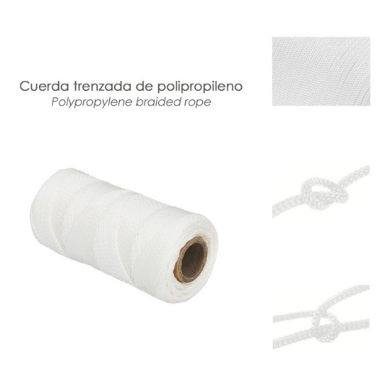 Cuerda Trencilla Polipropileno Blanco (Bobina  50 Metros) al por Mayor | Almacén de Ferretería