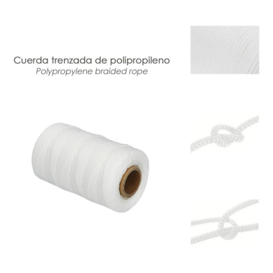 Cuerda Trencilla Polipropileno Blanco (Bobina 100 Metros) al por Mayor | Almacén de Ferretería