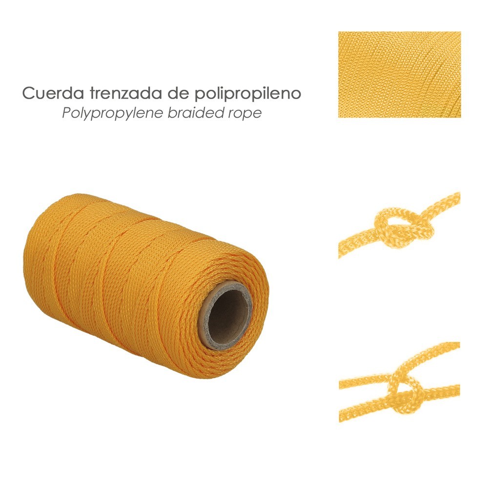 Cuerda Trencilla Polipropileno Amarillo (Bobina 100 Metros) al por Mayor | Almacén de Ferretería