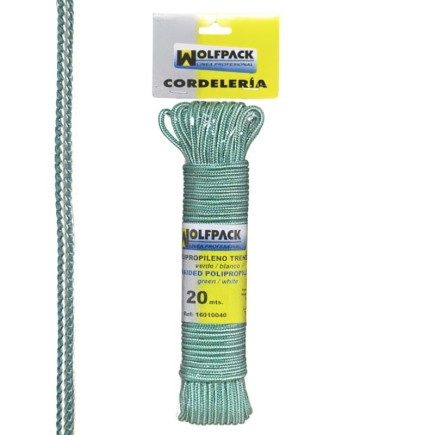 Cuerda Trenzada Polipropileno Blanca / Verde (Madeja 20 m,)