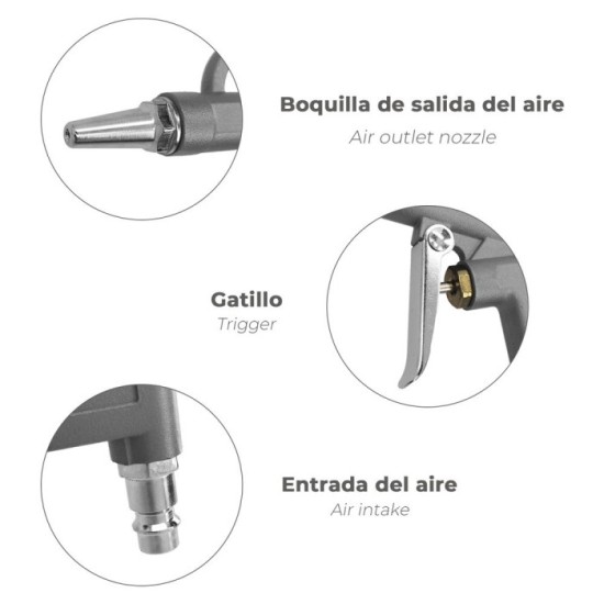 Pistola Soplado Aire Comprimido Con Adaptador Rapido, Pistola Aire Compresor, Pistola Soplado Compresor, Pistola Sopladora Aire 