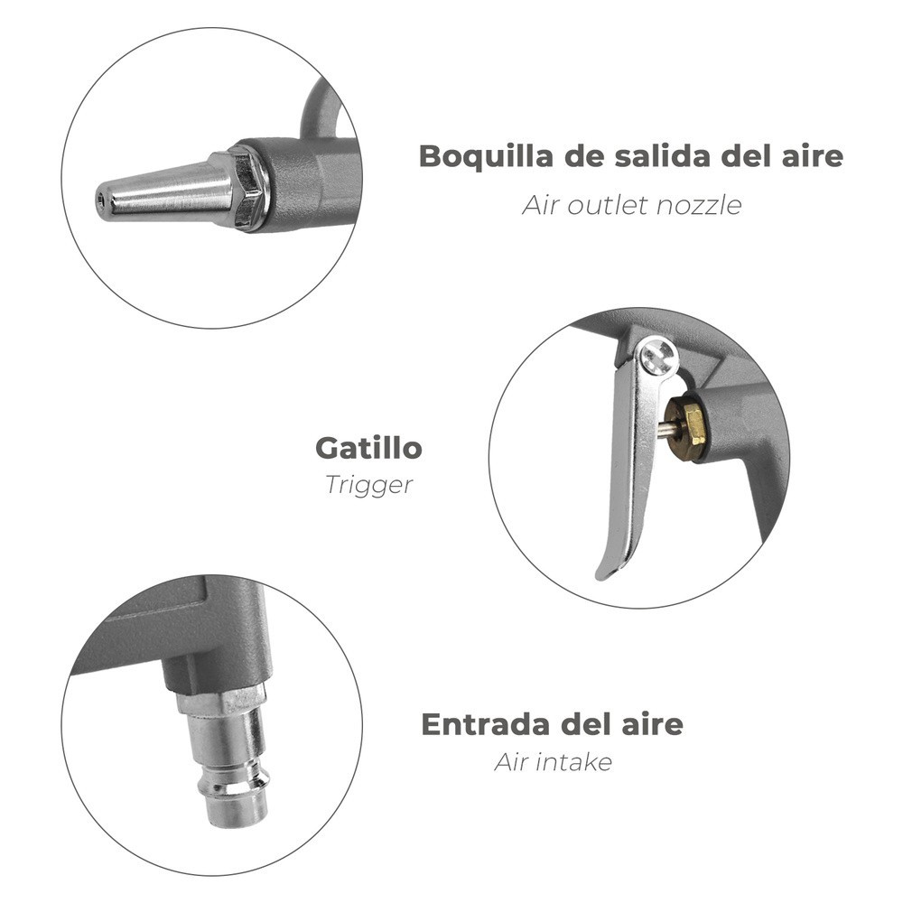Pistola Soplado Aire Comprimido Con Adaptador Rapido, Pistola Aire Compresor, Pistola Soplado Compresor, Pistola Sopladora Aire 