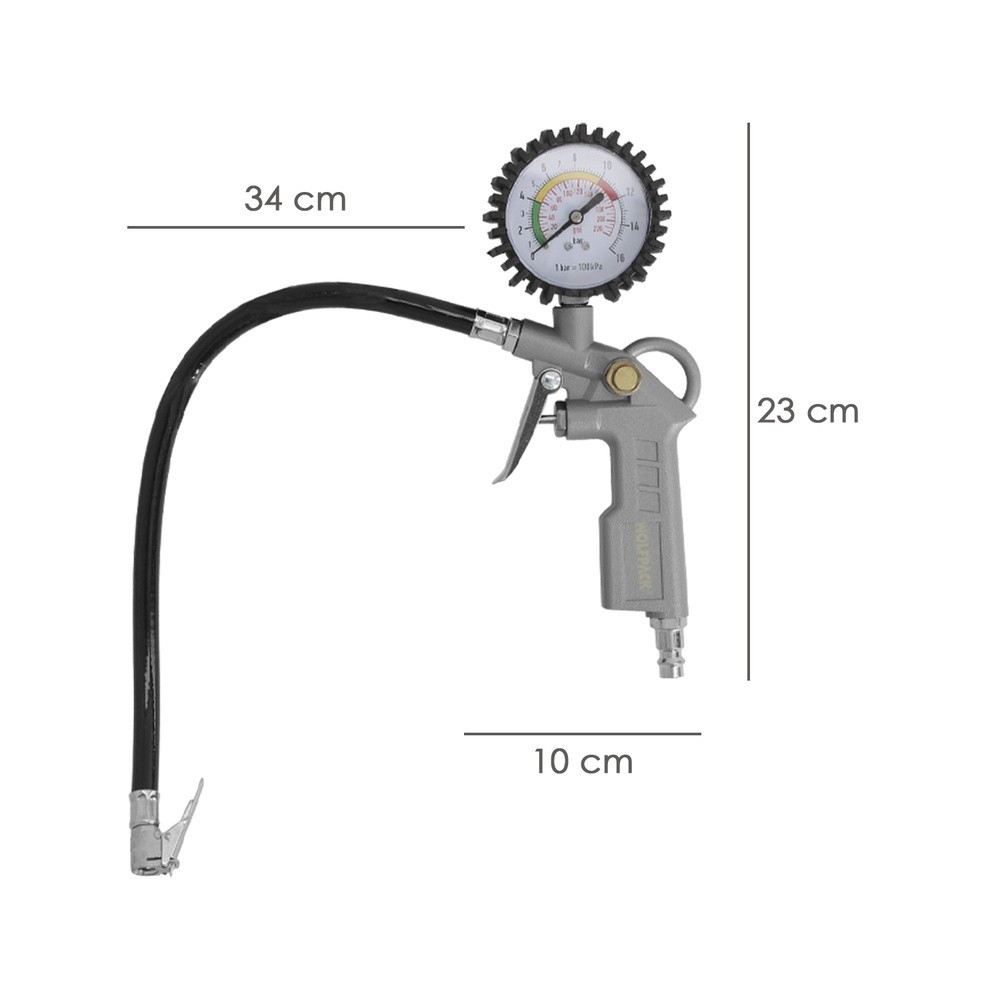 Pistola Para Inflado De Neumáticos Con Manometro, Inflador de Neumaticos, Pistola Aire Comprimido Neumaticos, Pistola Compresor 