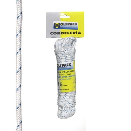 Cuerda Nylon Alta Tenacidad Blanca / Azul (Madeja 15 m,)