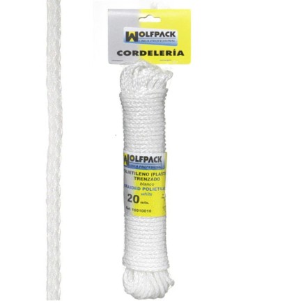 Cuerda Trenzada Plástico Blanca (Madeja 20 m,)
