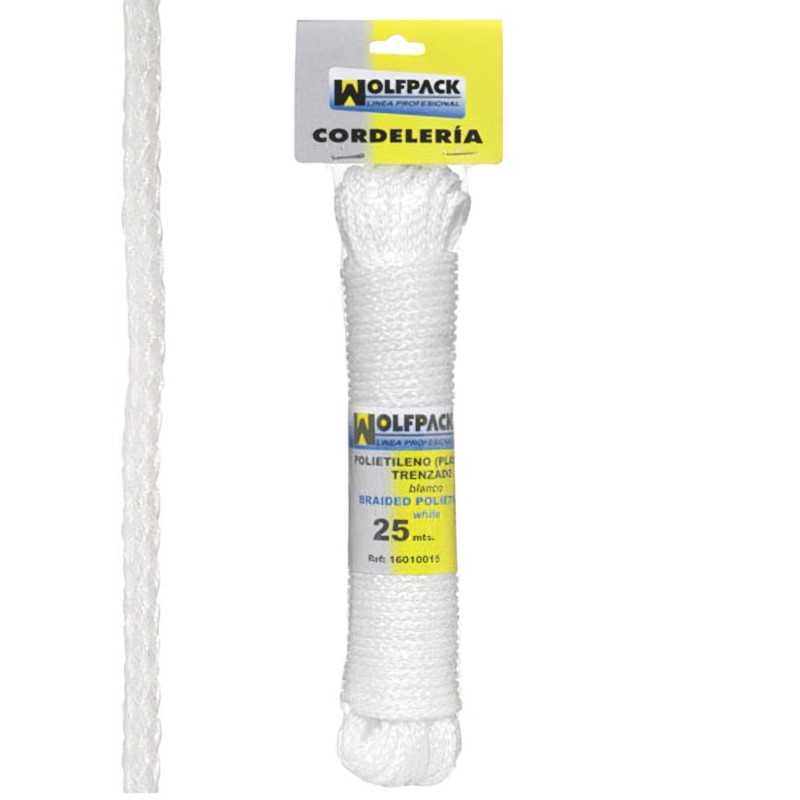 Cuerda Trenzada Plástico Blanca (Madeja 25 m,)