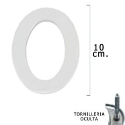 Numero Metal "0" Plateado Mate 10 cm, con Tornilleria Oculta (Blister 1 Pieza)
