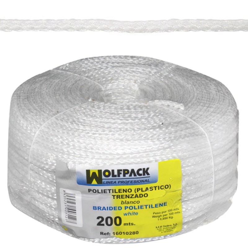 Cuerda Trenzada Plástico Blanca (Bobina 200 m,)