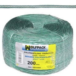 Cuerda Trenzada Polipropileno Blanca / Verde (Bobina 200 m,)