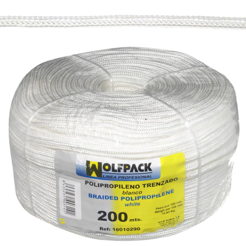 Cuerda Trenzada Polipropileno Blanca       (Bobina 200 m,)