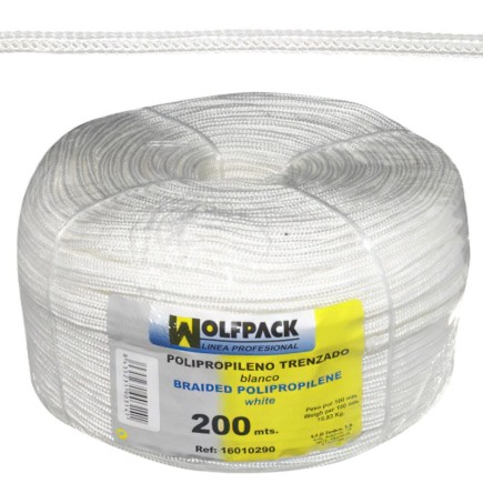 Cuerda Trenzada Polipropileno Blanca       (Bobina 200 m,)