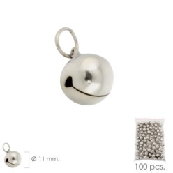 Cascabel Niquelado  11 mm,  (Bolsa 100 Unidades)