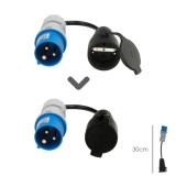 Adaptador de clavija CEE a Schuko, 2 polos + Tierra, Max, 16A, 230V al por Mayor | Almacén de Ferretería