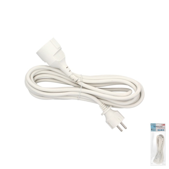 Prolongador Cable Electrico 5 metros, Alargadera 16 A, 3500 W, Conexión Sucko 3 Polos + Tierra, Color Blanco al por Mayor | Alma