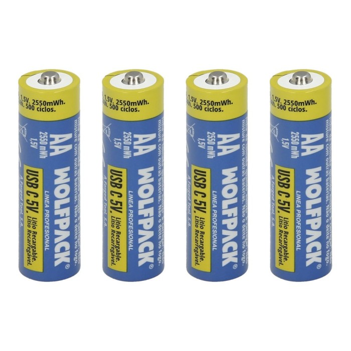 Pila Litio Recargable "AA" 1,5V USB-C (4 Unidades) al por Mayor | Almacén de Ferretería
