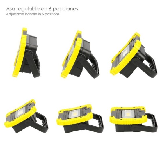 Linterna de Trabajo Led  Multifunción Recargable 2,000 mAh, / 10 W, / 500 Lúmenes / 4 Imanes / Bateria Externa / Soporte 180º al
