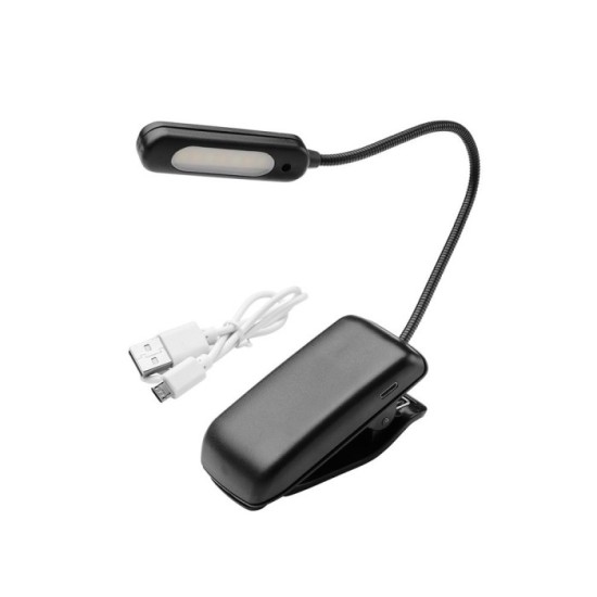Linterna LED De Mesa / Lectura  Bateria Recargable (1,000 mAh) 30 Lumenes Con Clip, 3 Tonos De Luz y 3 Niveles De Luminosidad al