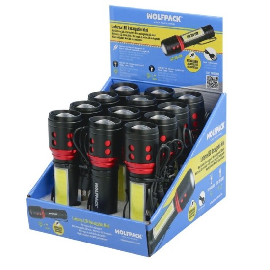 Linterna LED De Mano Mini Aluminio Recargable USB (1,200 mah) 500 Lumenes 5 Watt, Con Función Zoom y Clip Sujeción al por Mayor 