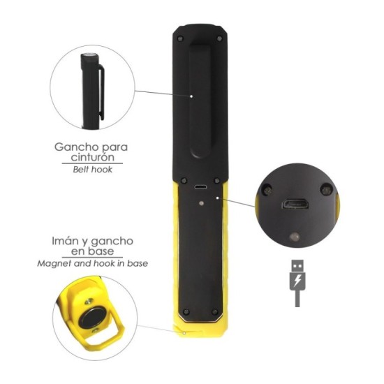 Linterna LED Multifunción Tipo Boligrafo Recargable (900 mAh) 200 Lumenes Con Iman, Gancho y Soporte Ajustable, al por Mayor | A