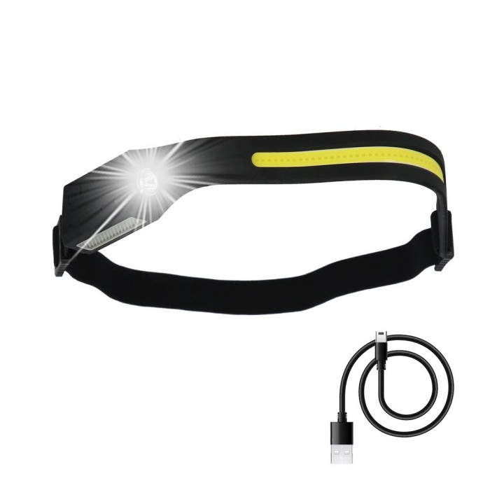 Linterna Led Frontal Cabeza Ajustable 350 Lumenes 4 Modos, Cinta Ajustable, Bateria Recargable Con Sensor Movimiento al por Mayo