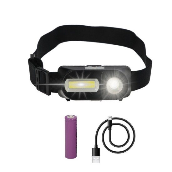 Linterna Led Frontal Cabeza Ajustable 350 Lumenes 4 Modos, Cinta Ajustable, 3 modos de luz, Fuerte, media y flash, 1200Mah al po