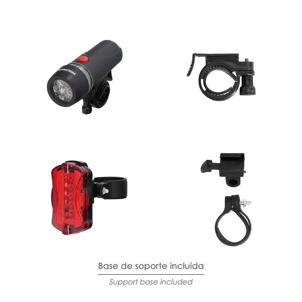 Kit Luces Led Delantera y Trasera Para Bicicleta / Patinete, Funcionamiento a Pilas, al por Mayor | Almacén de Ferretería