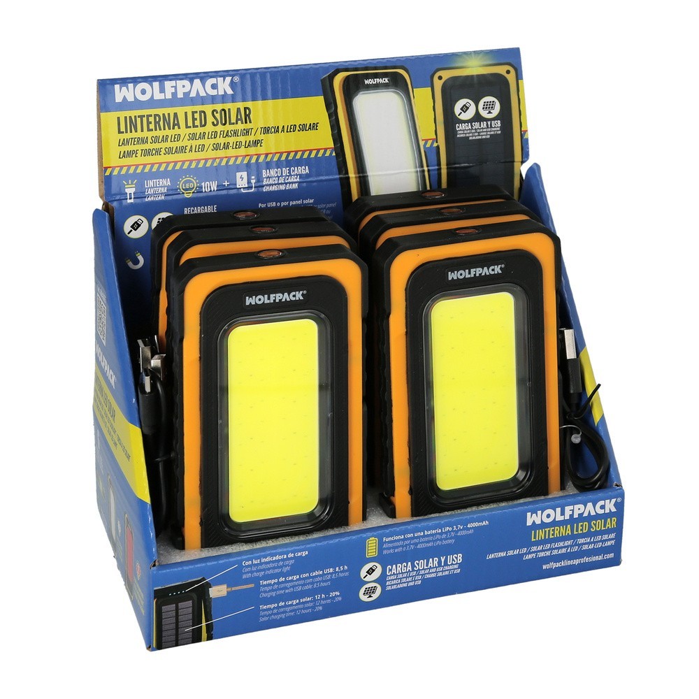 Linterna Led Solar Recargable 10 Watt 750 Lumenes al por Mayor | Almacén de Ferretería