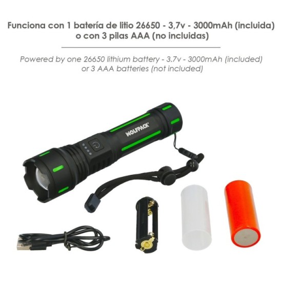 Linterna Led Aluminio Portatil Recargable 800 Lumenes al por Mayor | Almacén de Ferretería