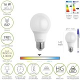 Bombilla Led Estandar Rosca E27, 16 Watt, Equivale A 130 Watt, 1901 Lumenes, Luz Blanca 4000º K,) al por Mayor | Almacén de Ferr