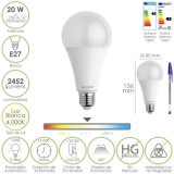 Bombilla Led Estandar Rosca E27, 20  Watt, Equivale A 150 Watt, 2452 Lumenes, Luz Neutra (4000º K,) al por Mayor | Almacén de Fe