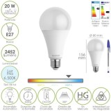 Bombilla Led Estandar Rosca E27, 20  Watt, Equivale A 150 Watt, 2452 Lumenes, Luz Fria (6500º K,) al por Mayor | Almacén de Ferr