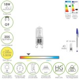 Bombilla Halogena G-9, 18 W, 205 lumenes, Luz cálida (3,000º K) al por Mayor | Almacén de Ferretería