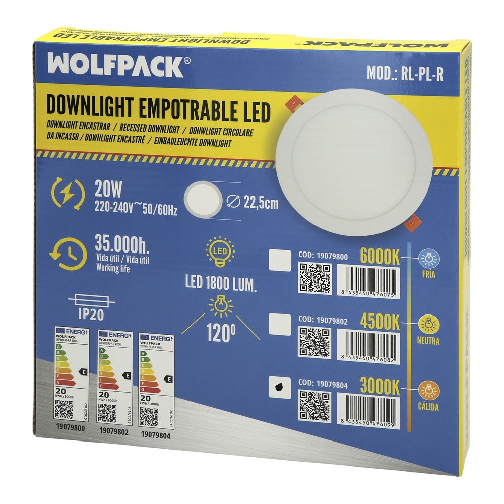Downlight Led Empotrar 20 Watt 1800 Lumenes 3000K al por Mayor | Almacén de Ferretería