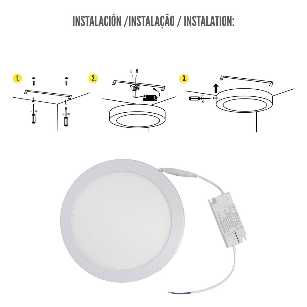 Downlight Superficie Led 20 Watt 1800 Lumenes 6000K al por Mayor | Almacén de Ferretería