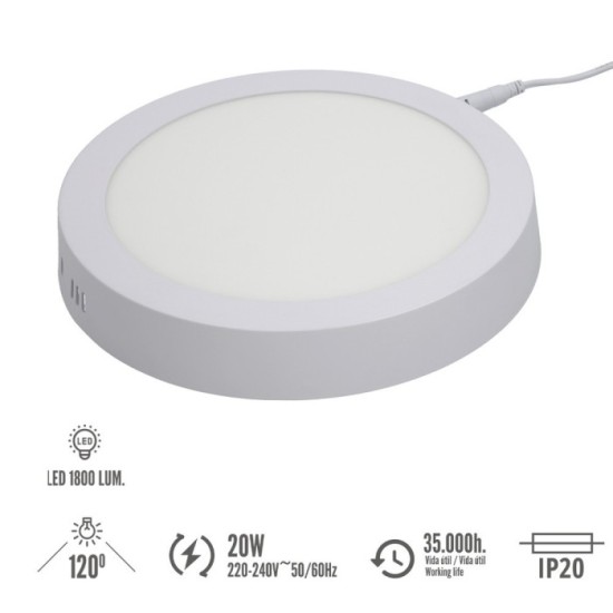 Downlight Superficie Led 20 Watt 1800 Lumenes 3000K al por Mayor | Almacén de Ferretería