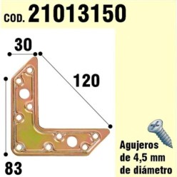 Soporte Para Madera Placa "L"  Bicromatado 120 mm,