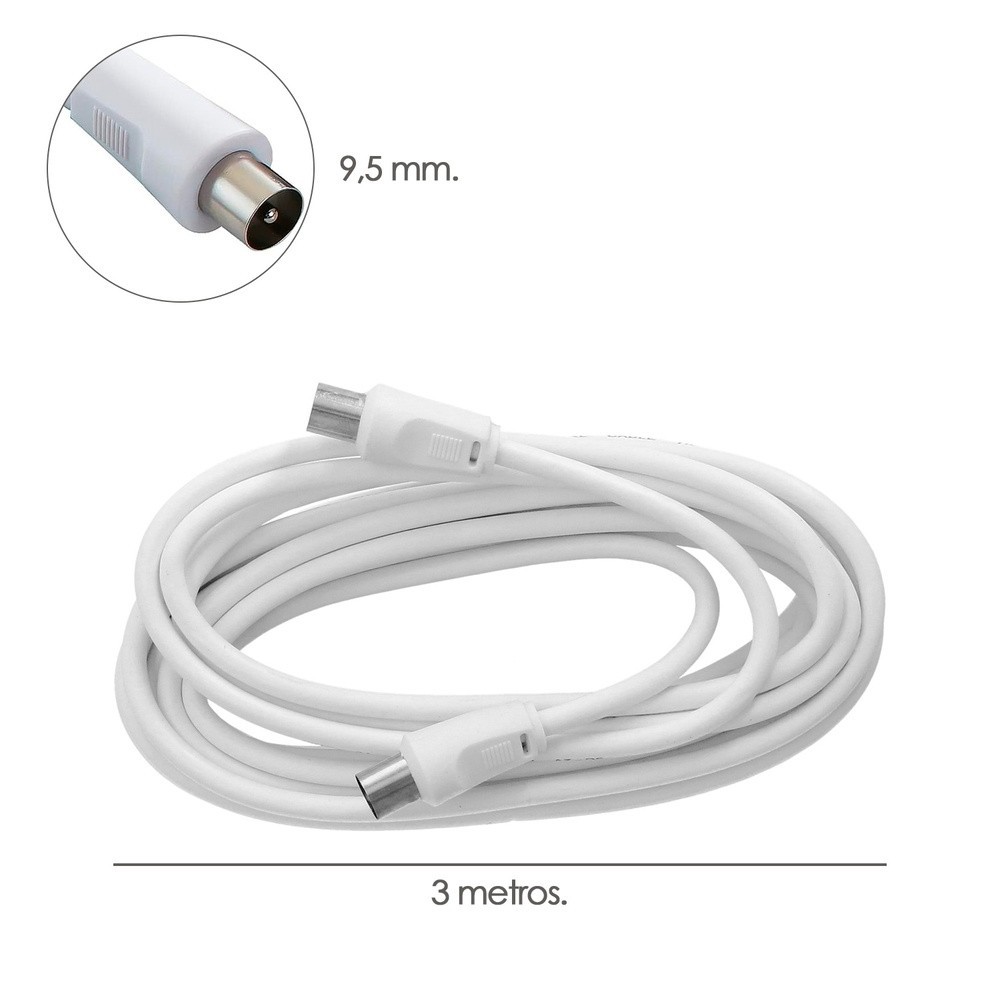 Prolongación Para Televisión - Vídeo De 3 M, Conector De 9,5 Mm Blanco, al por Mayor | Almacén de Ferretería